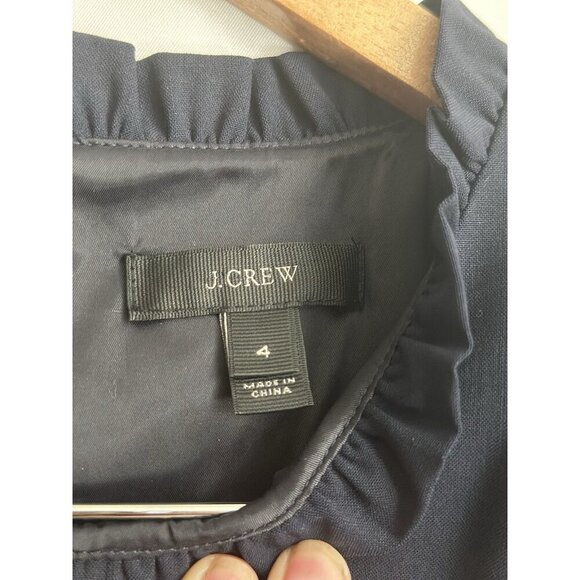 J. Crew Navy Wool Blend Dress Ruffle Trim Sz 4 - Picture 3 of 10